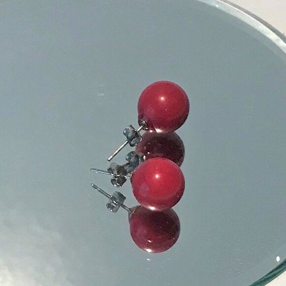 Collectible Genuine Red Coral Necklace Bracelet Earring 3pc Set Natural - Picture 4 of 4